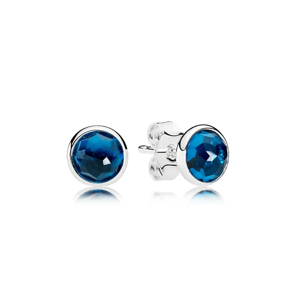 PANDORA December Droplets, London Blue Crystal Stud Earrings - 290738nlb