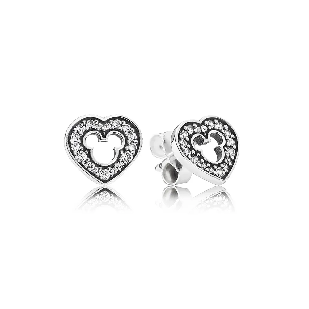 pandora disney mickey silhouette stud earrings 290579cz