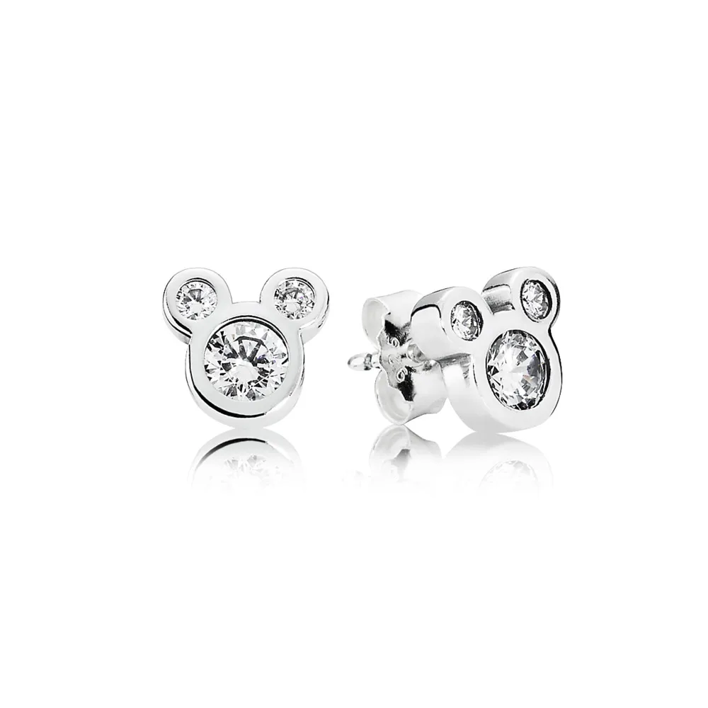 PANDORA Disney Mickey Silver Stud Earrings - 290577CZ