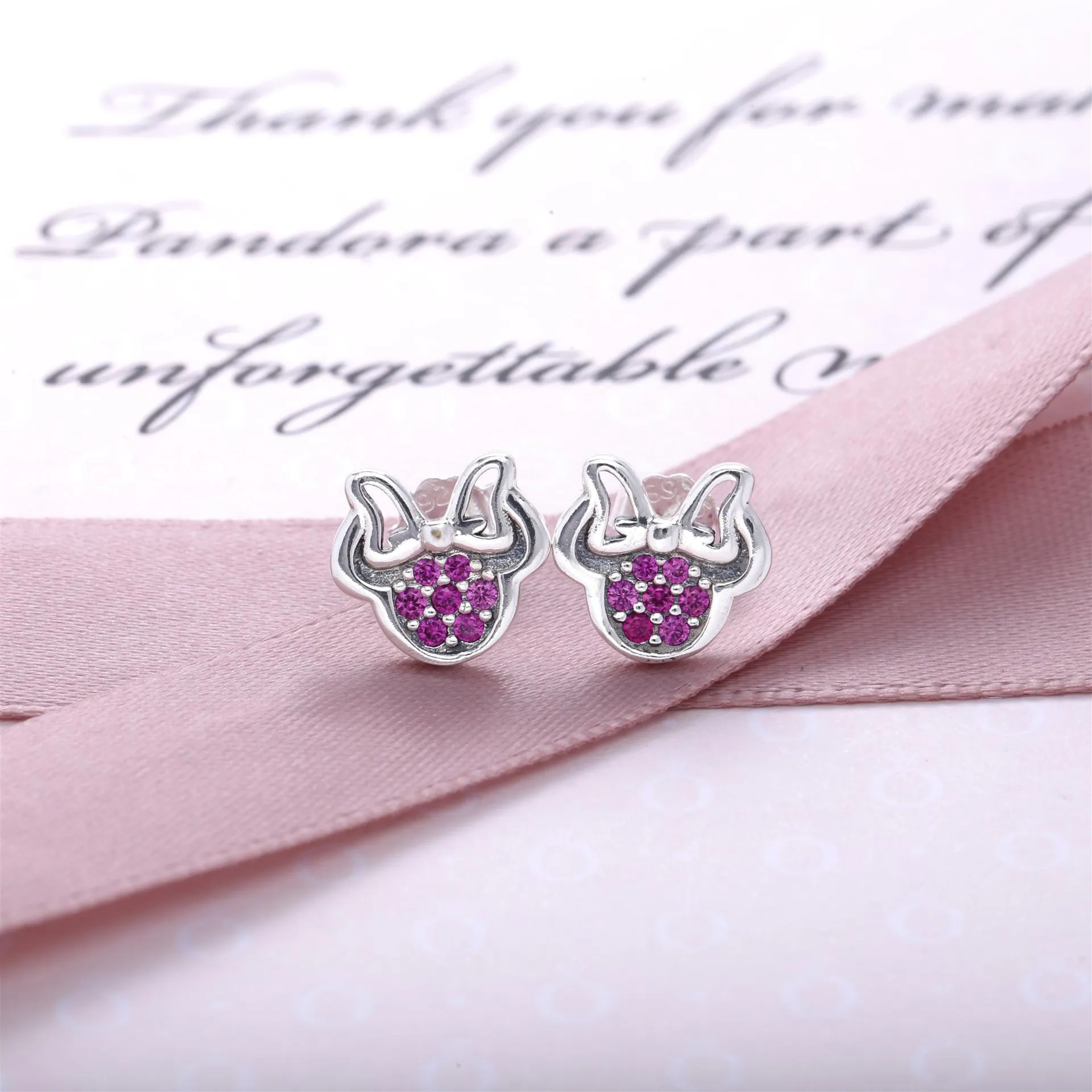 PANDORA Disney Minnie Silver Stud Earrings - 290580CZR