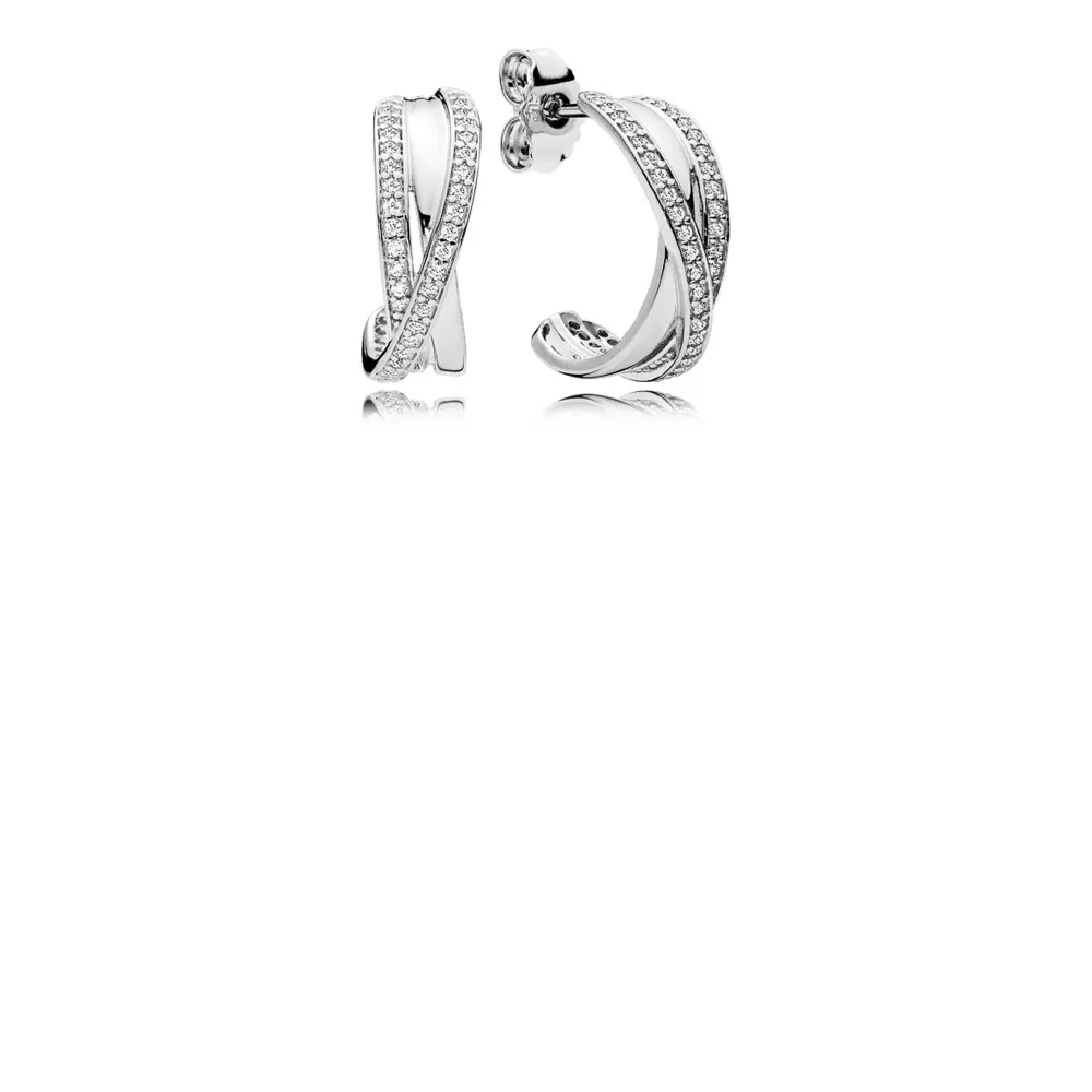 pandora entwined with clear cz huggie stud earrings 290730cz