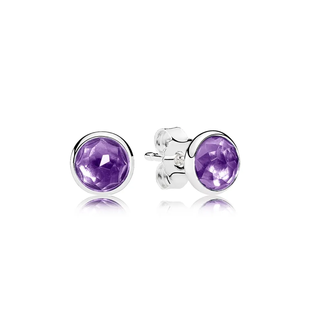 PANDORA February Droplets, Synthetic Amethyst Stud Earrings - 290738sam