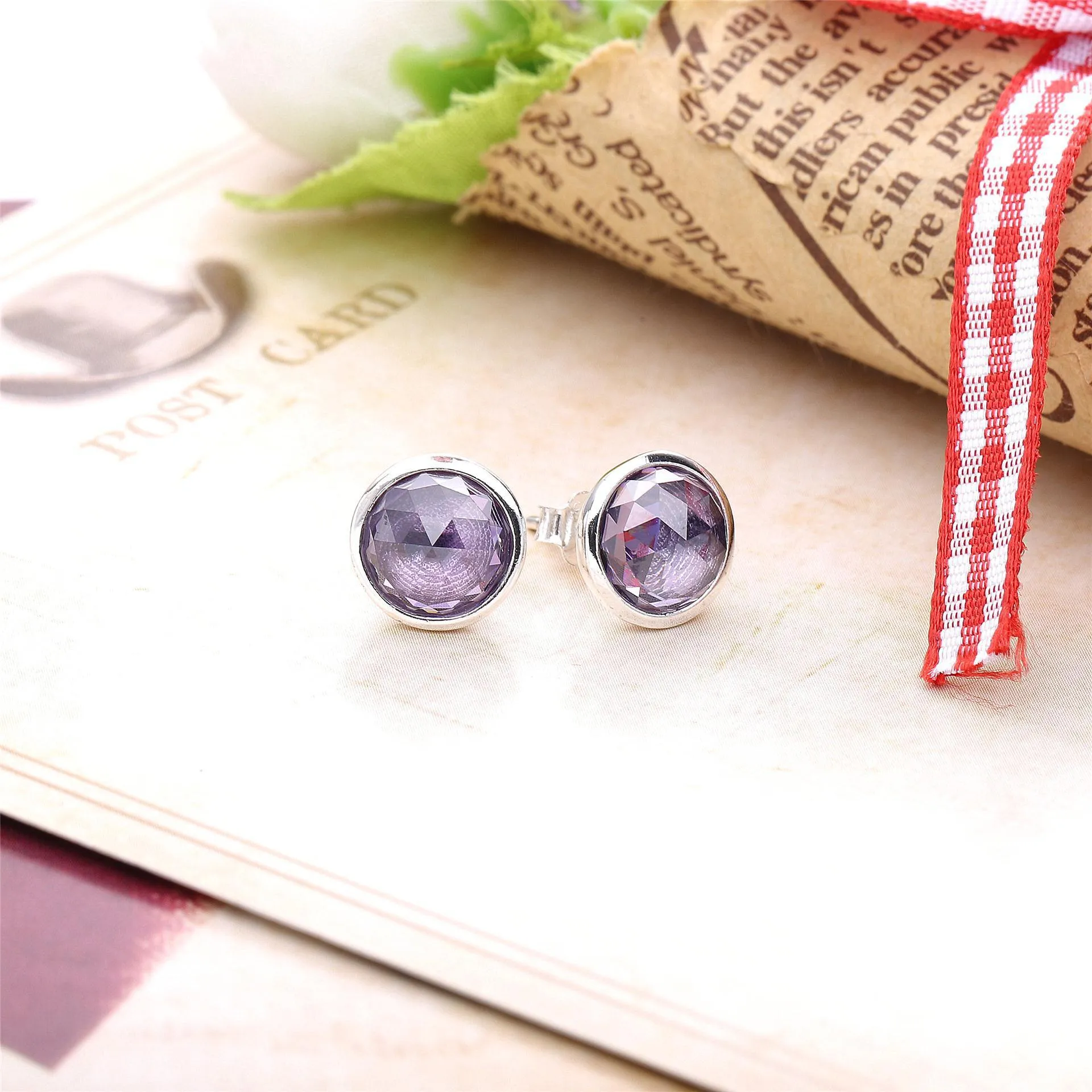 PANDORA February Droplets, Synthetic Amethyst Stud Earrings - 290738sam