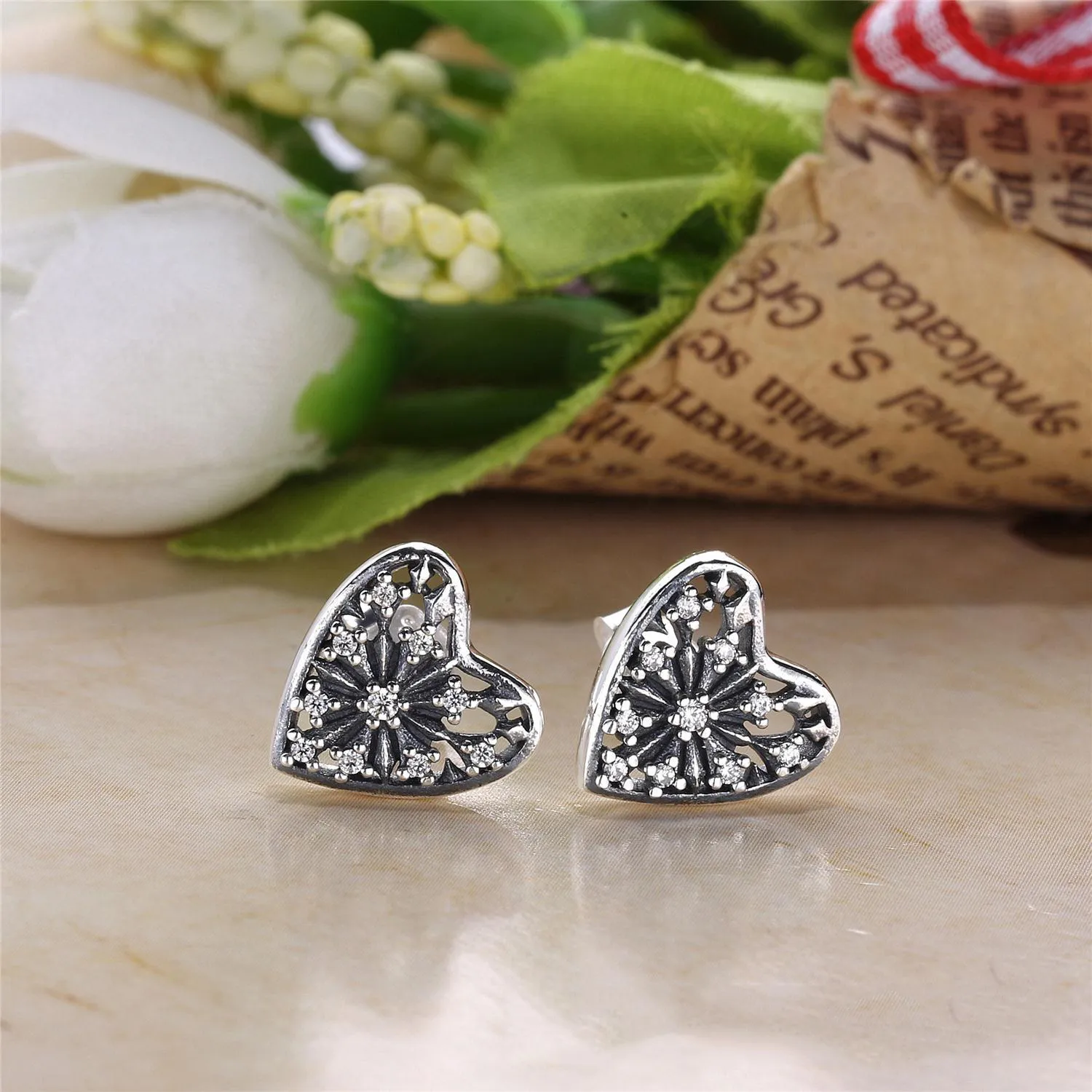 PANDORA Hearts of Winter Stud Earrings, Clear CZ - 296368CZ