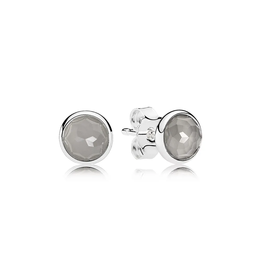 PANDORA June Droplets, Grey Moonstone Stud Earrings - 290738msg