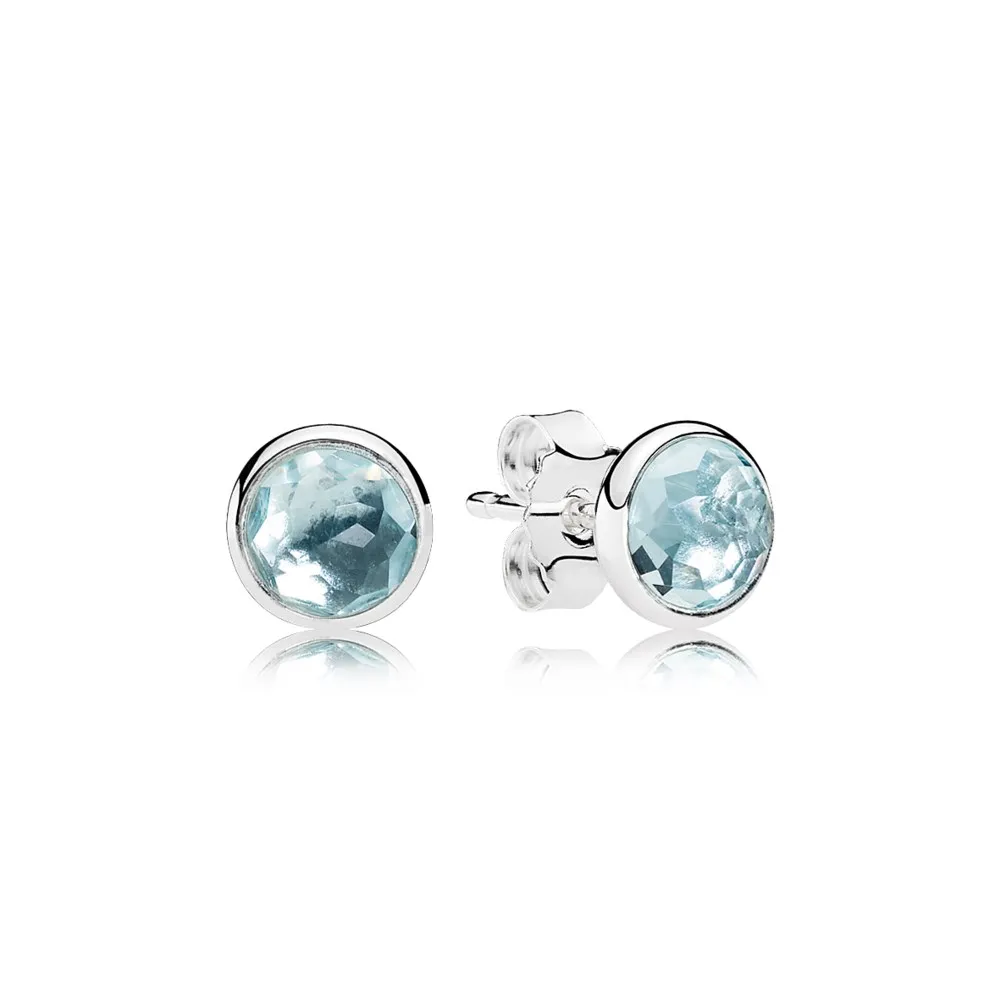 PANDORA March Droplets, Aqua Blue Crystal Stud Earrings - 290738nab