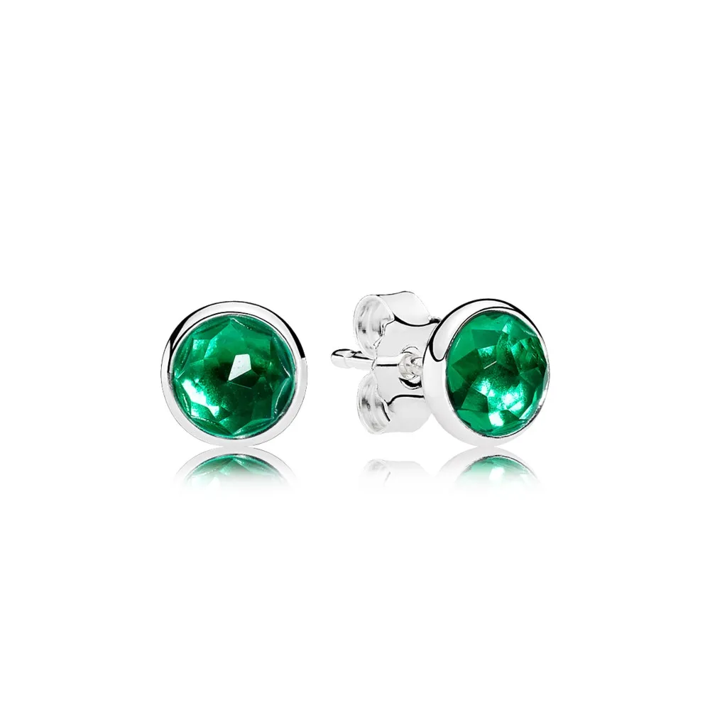 pandora may droplets royalgreen crystal stud earrings 290738nrg