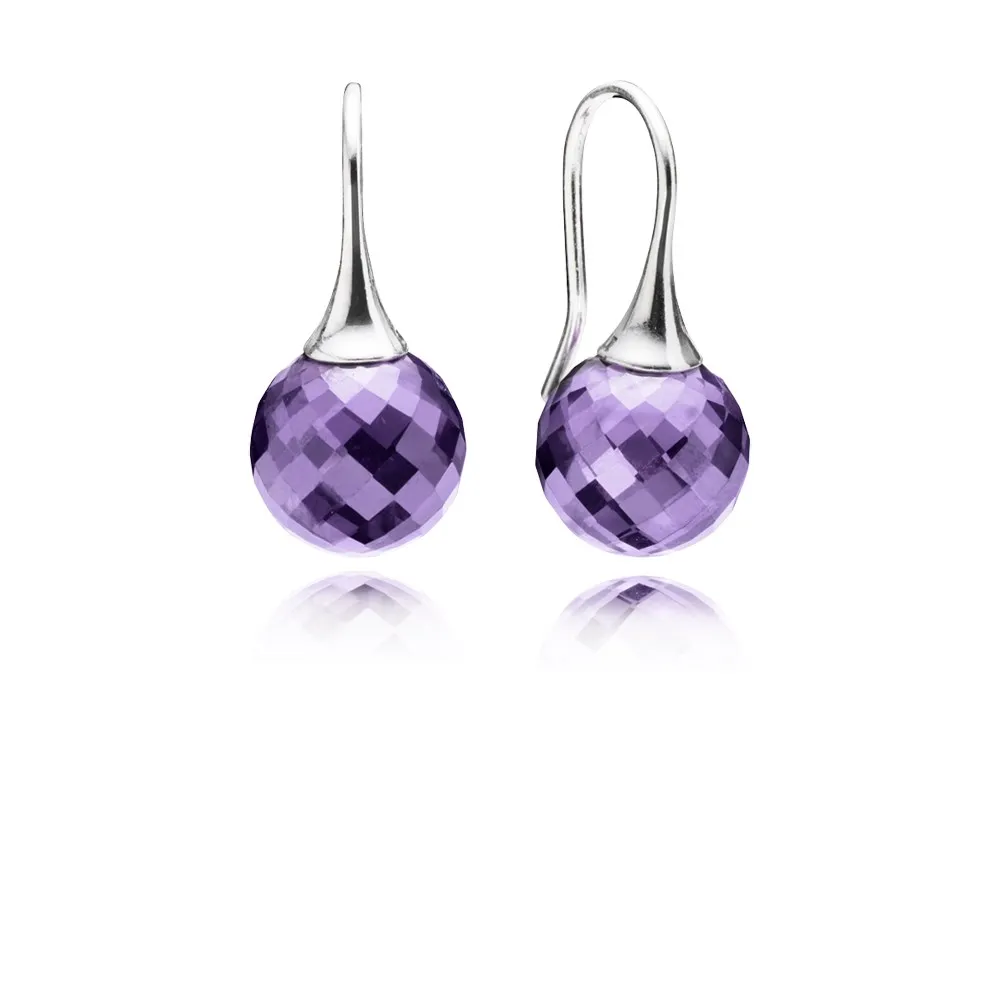 pandora morning dew drop earrings purple cz 290552acz