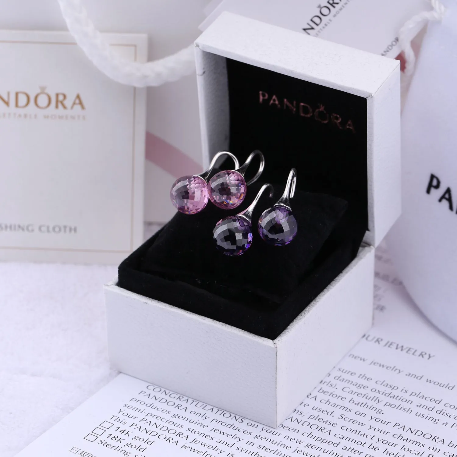 PANDORA Morning Dew, Pink Cz Earrings - 290552PCZ