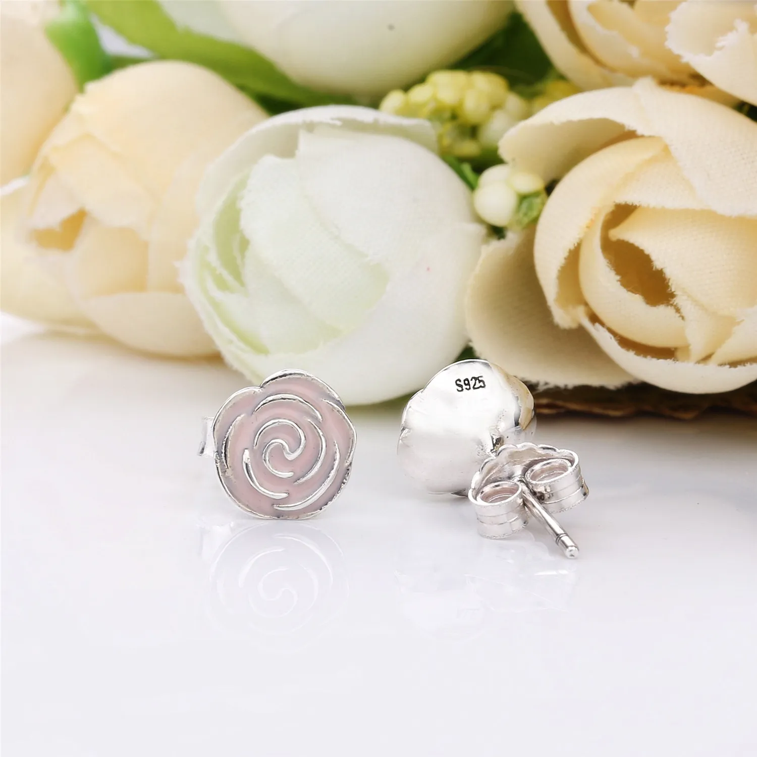 PANDORA Pink Rose Stud Earrings - 290554EN40