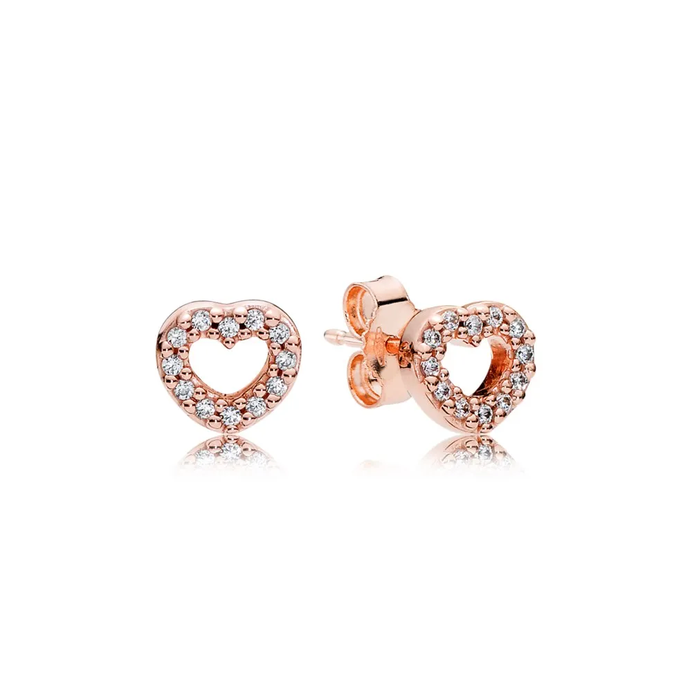 pandora rose captured hearts with clear cz stud earrings 280528cz