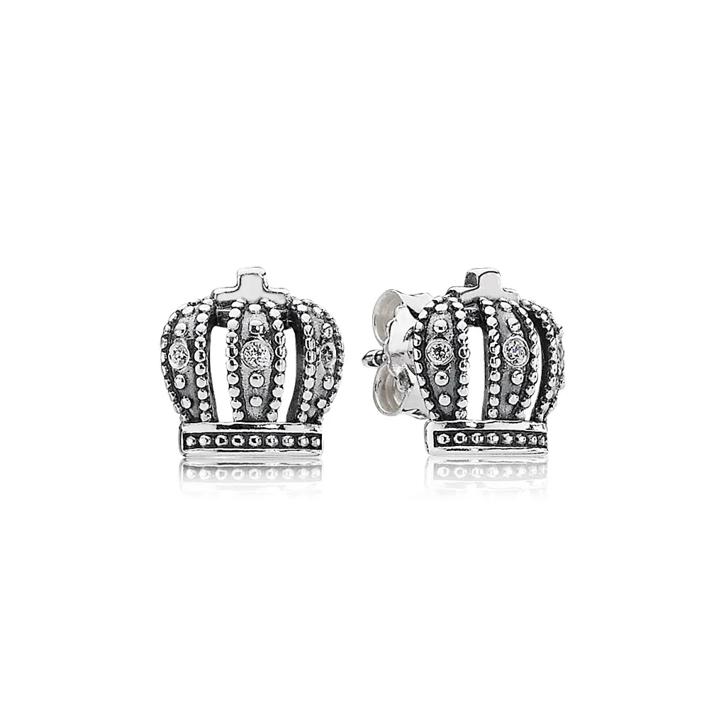 pandora royal crown clear cz stud earrings 290539cz