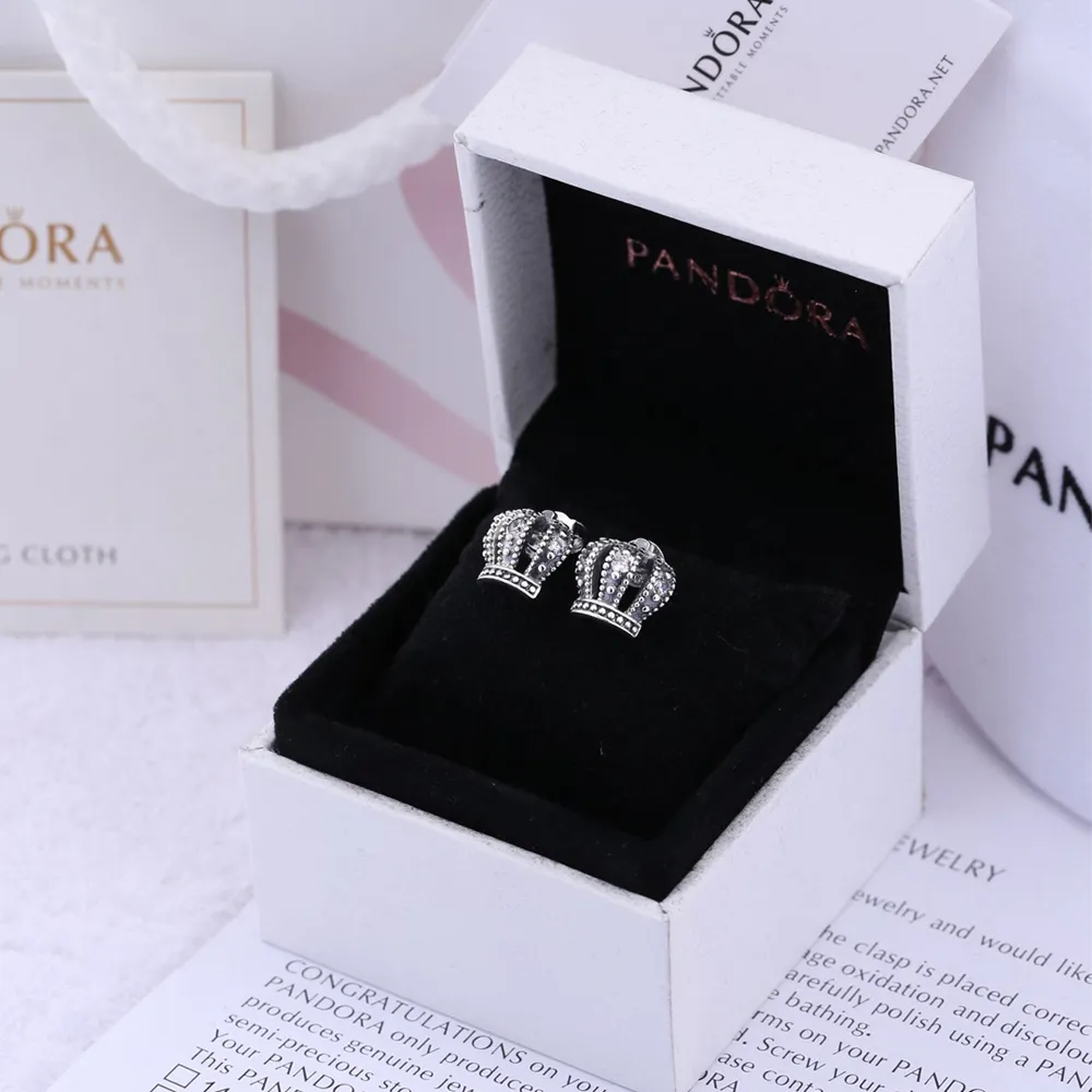 PANDORA Royal Crown, Clear Cz Stud Earrings - 290539CZ