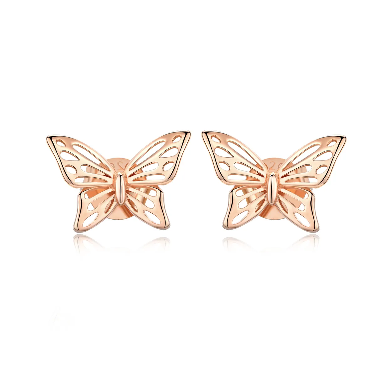 pandora style rose gold butterfly stud earrings sce452c