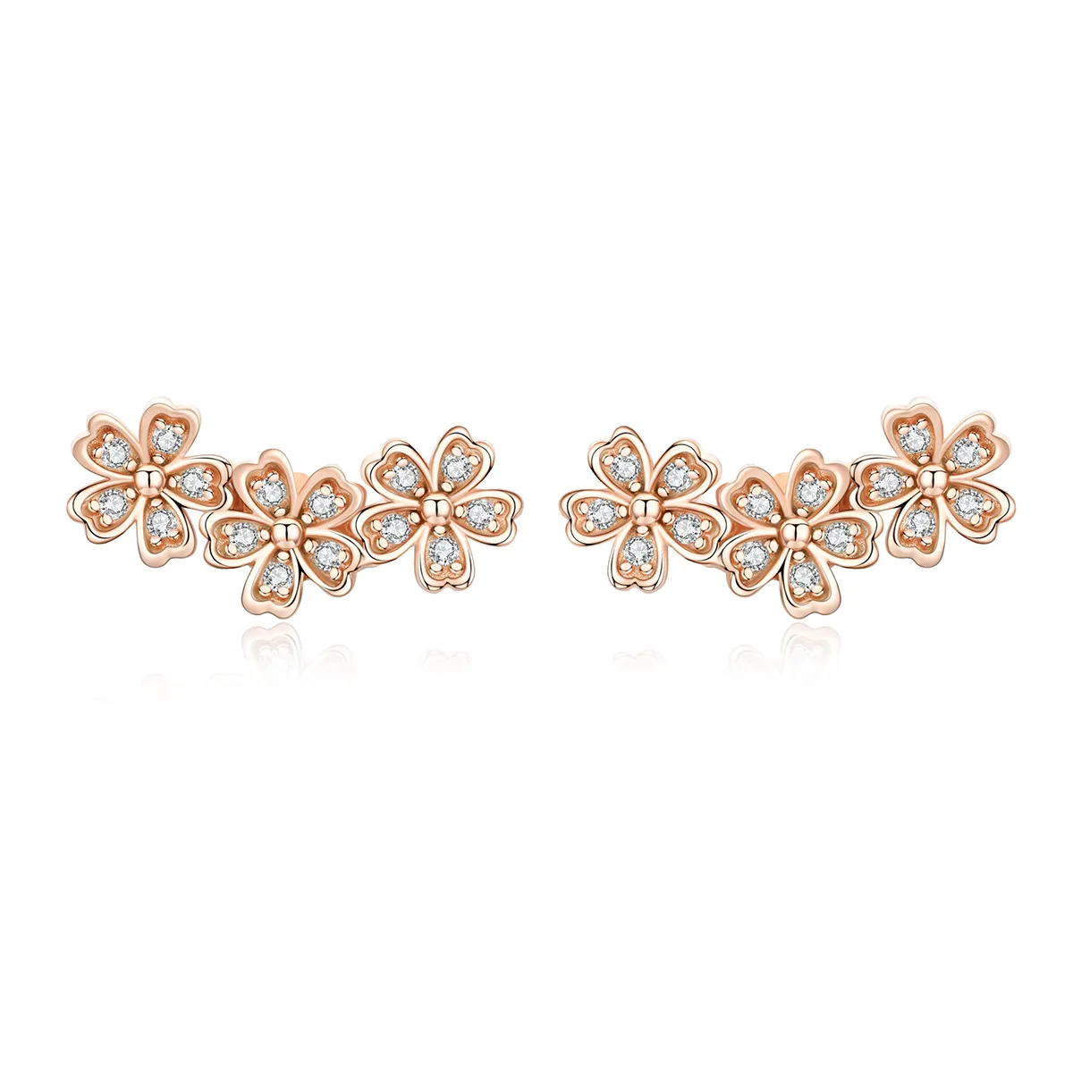 pandora style rose gold contracted daisy stud earrings sce419c