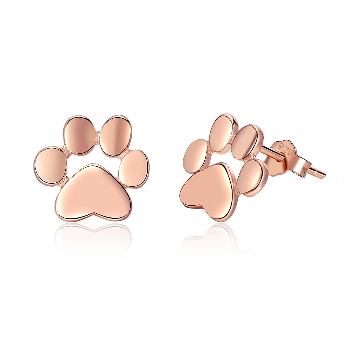 pandora style rose gold cute cat paw stud earrings sce4073