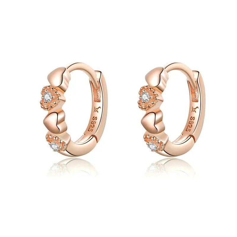 pandora style rose gold hearts dating hoop earrings sce445c