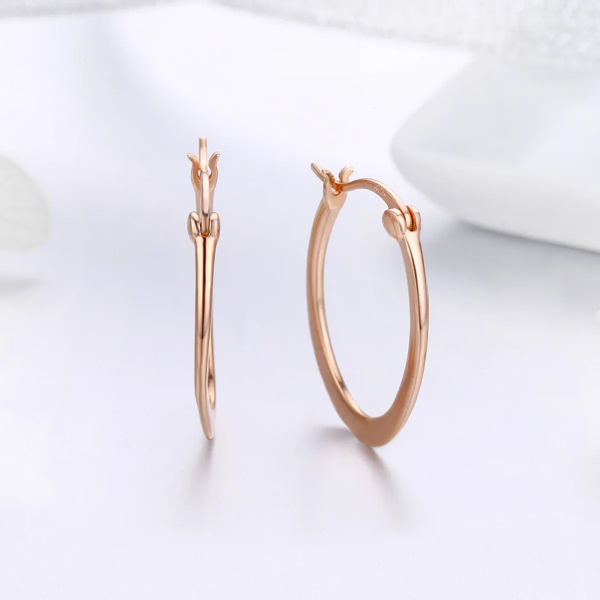 Pandora Style Rose Gold Hoop Earrings - SCE478