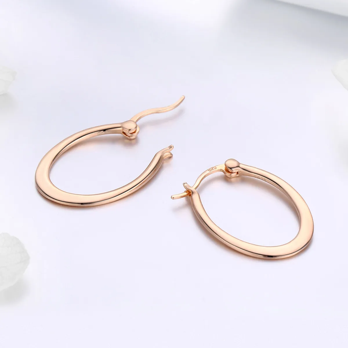 Pandora Style Rose Gold Hoop Earrings - SCE478