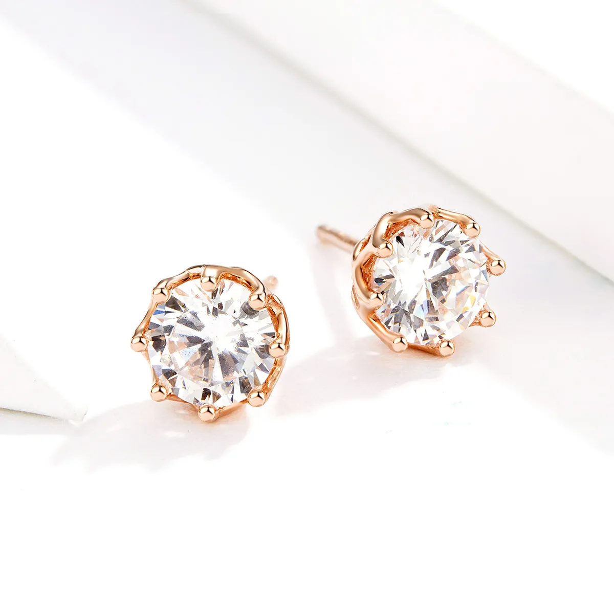 Pandora Style Rose Gold Light Stud Earrings - SCE499-C