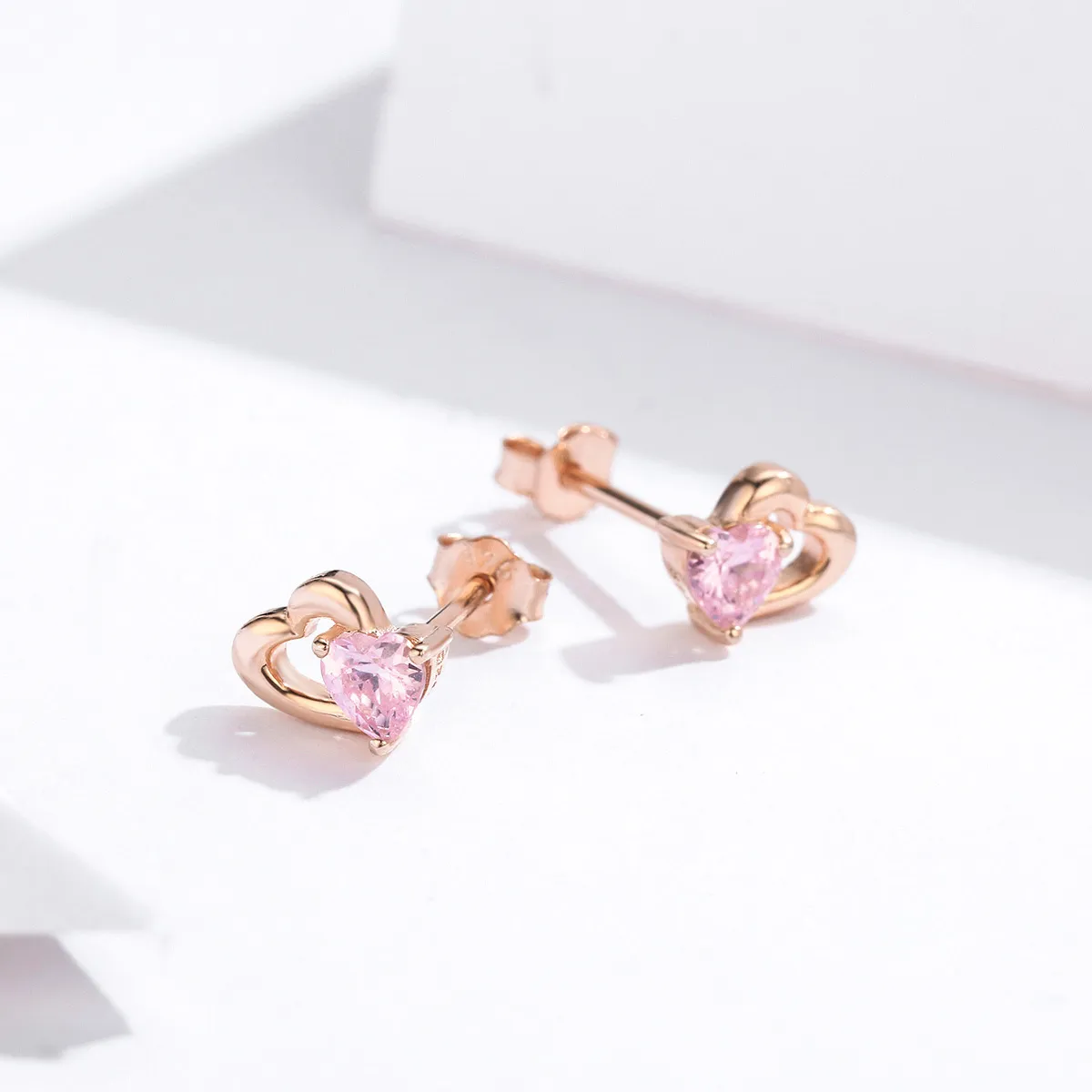 Pandora Style Rose Gold Palpitation Stud Earrings - SCE090-C