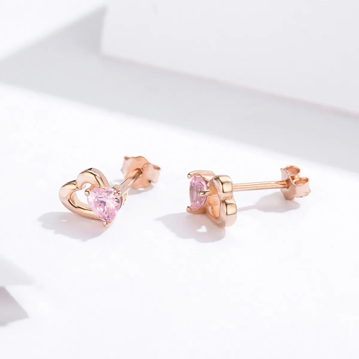 Pandora Style Rose Gold Palpitation Stud Earrings - SCE090-C