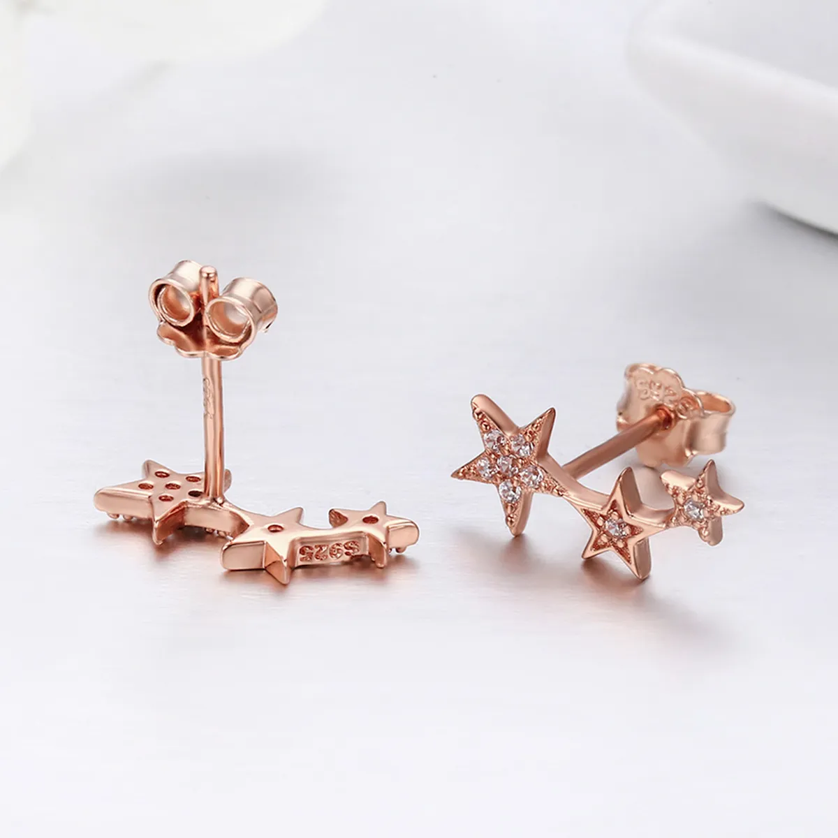 Pandora Style Rose Gold Secrets of Stars Stud Earrings - SCE291