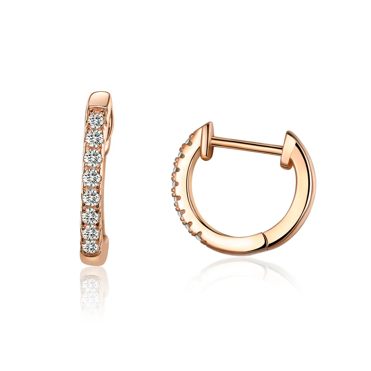 Pandora Style Rose Gold Small Circle Hoop Earrings - SCE498-C