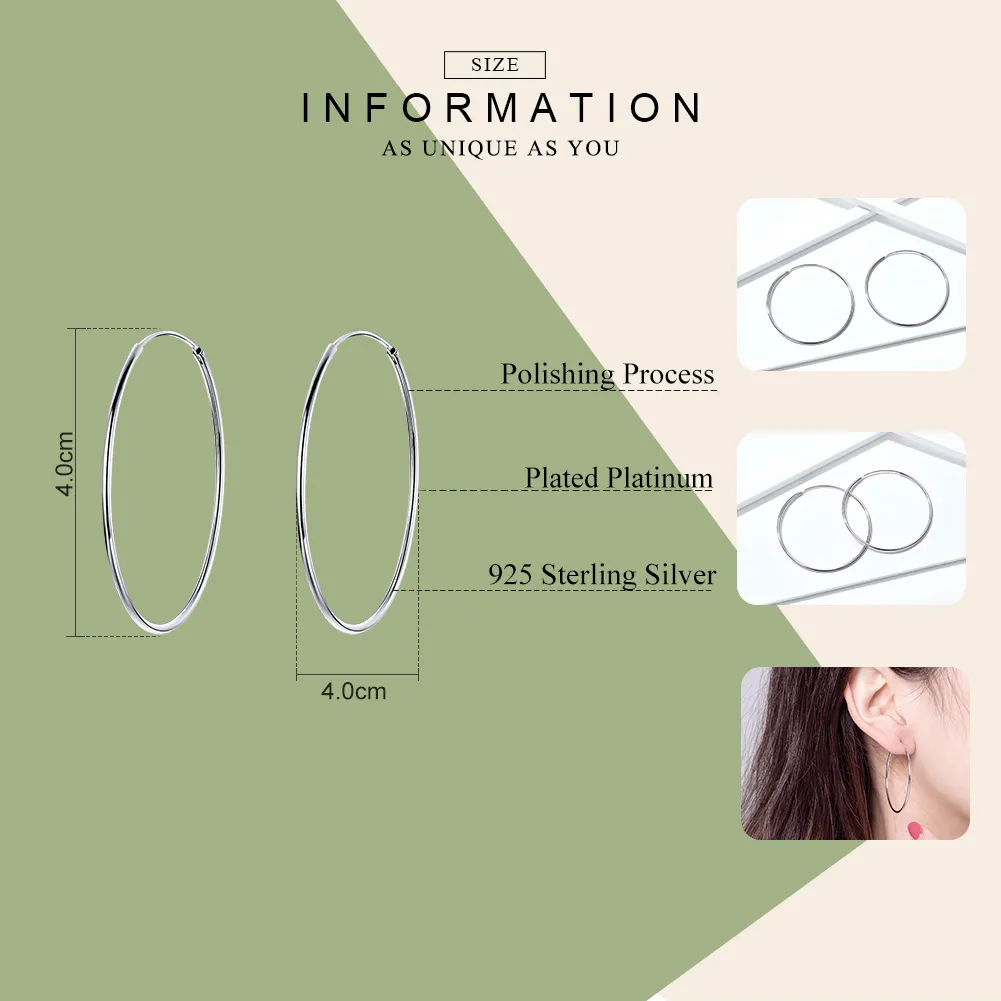 Pandora Style Silver Big Ear Ring Hoop Earrings - SCE598