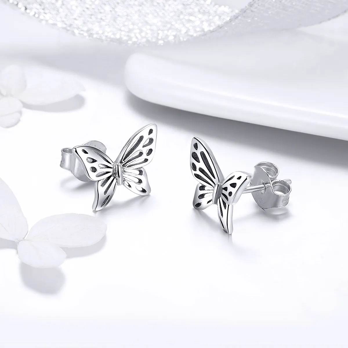 Pandora Style Silver Butterfly Dream Stud Earrings - SCE452