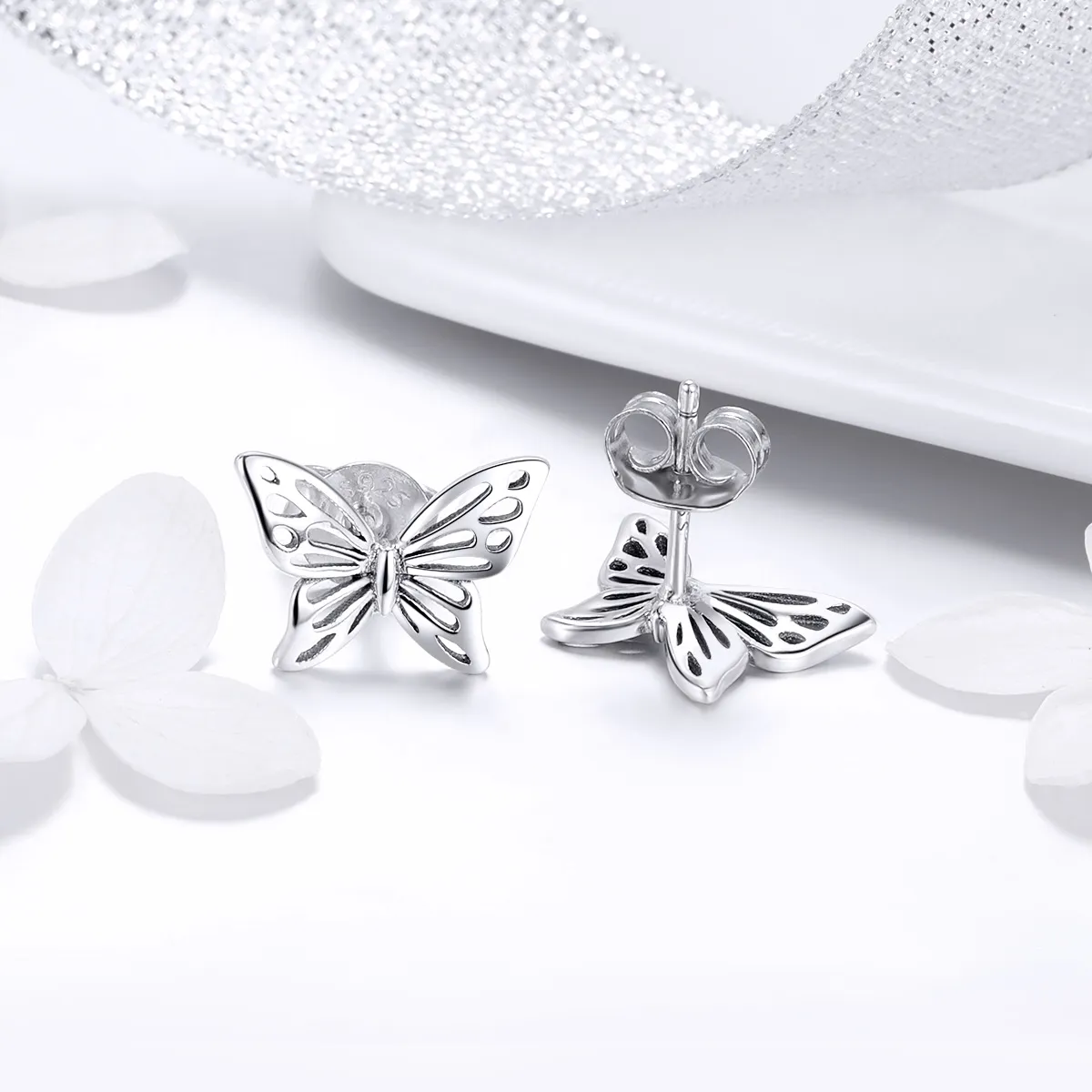 Pandora Style Silver Butterfly Dream Stud Earrings - SCE452