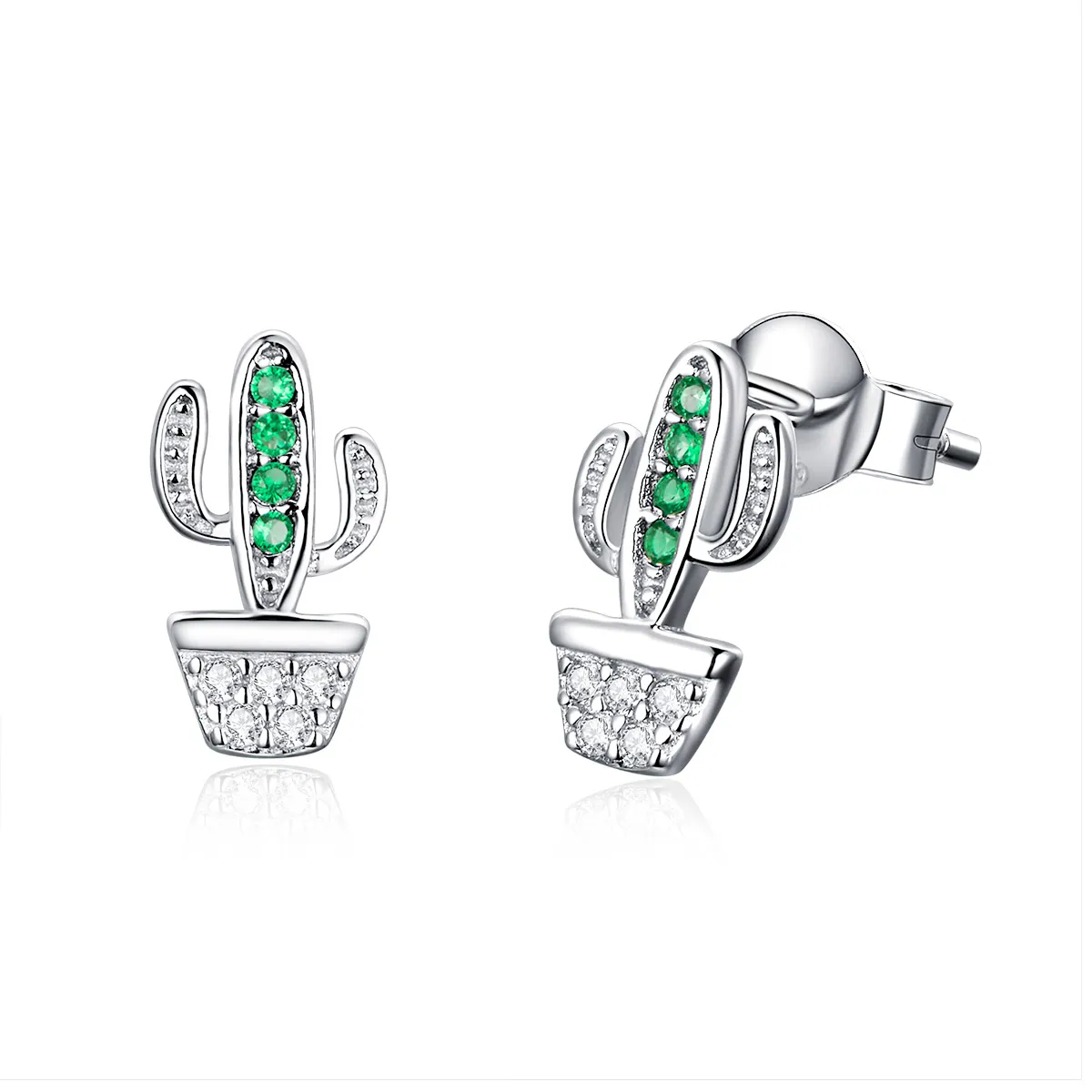 pandora style silver cactus stud earrings sce522