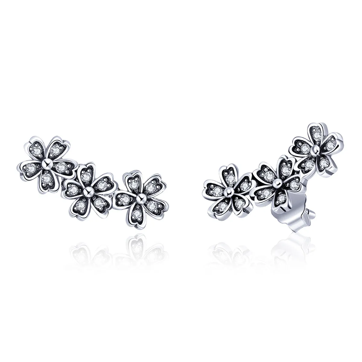 pandora style silver contracted daisy stud earrings sce419