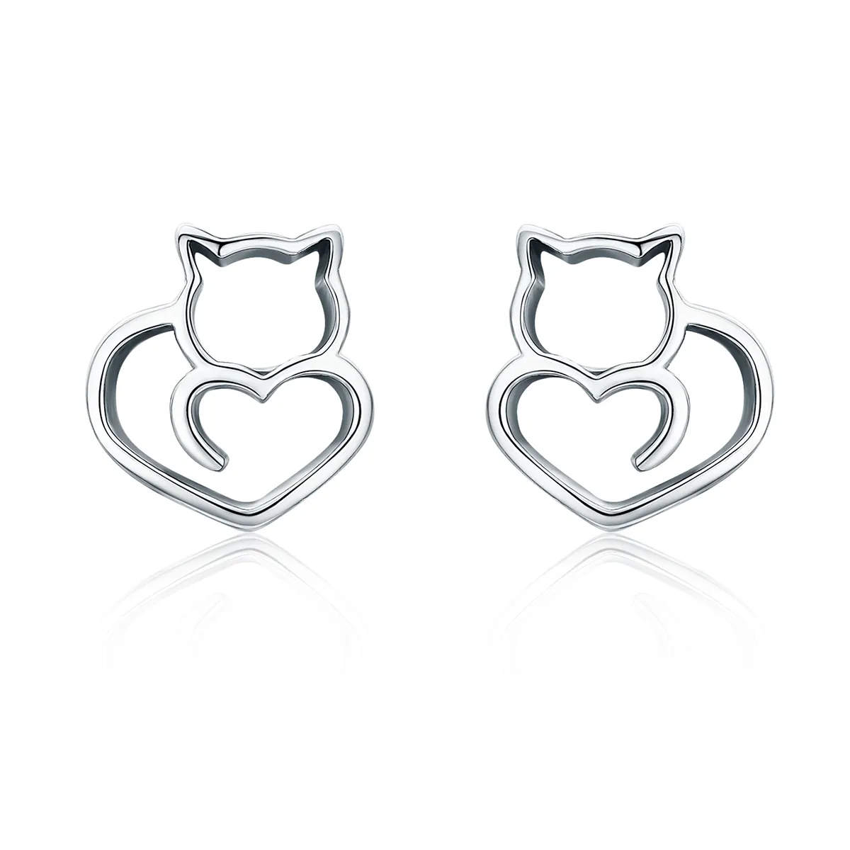 pandora style silver cute cat stud earrings sce271