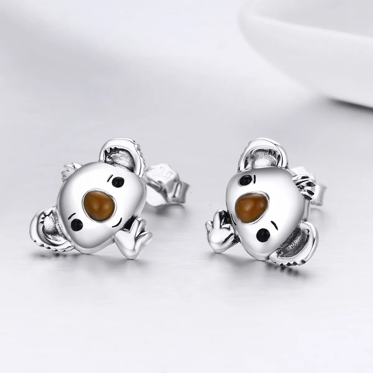 Pandora Style Silver Cute Koala Stud Earrings - SCE381