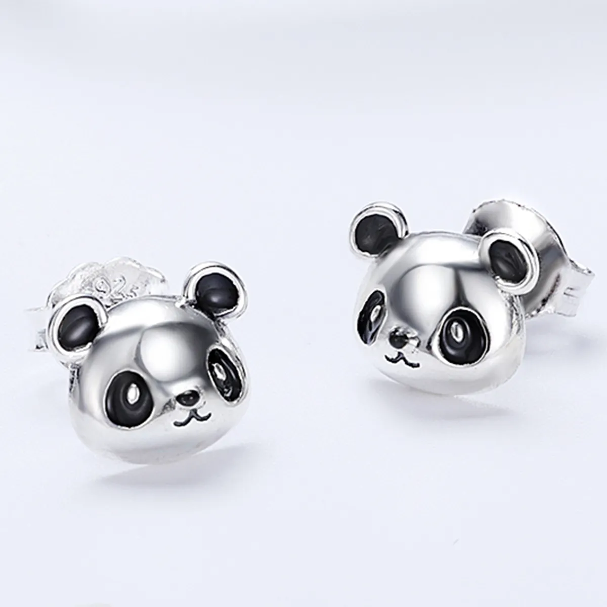 Pandora Style Silver Cute Panda Stud Earrings - SCE386