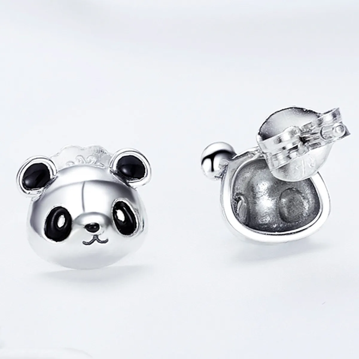 Pandora Style Silver Cute Panda Stud Earrings - SCE386