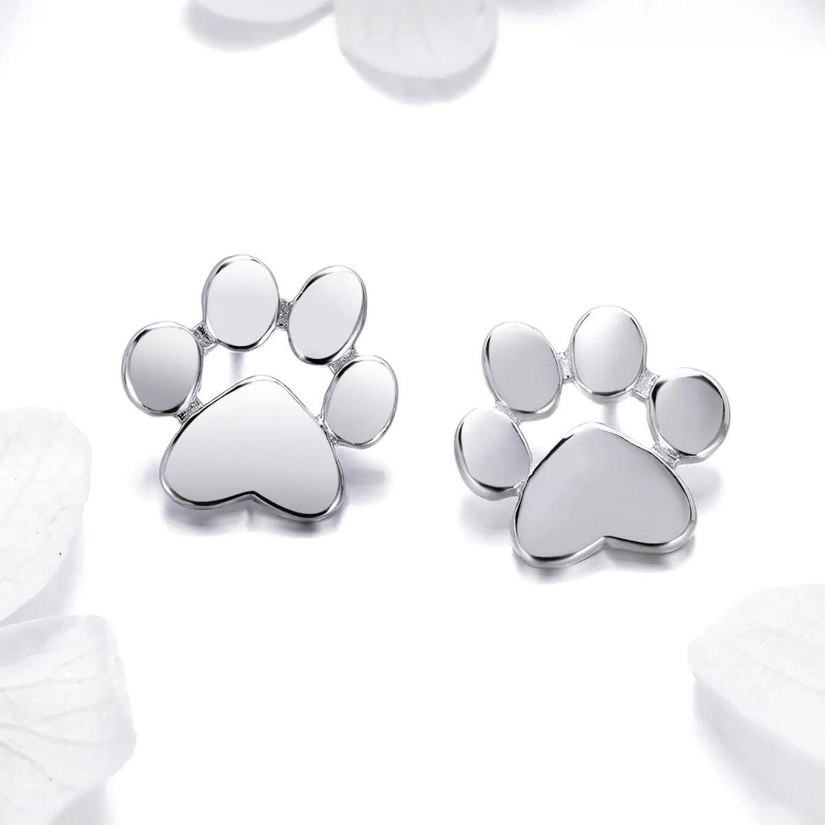 Pandora Style Silver Cute Paw Stud Earrings - SCE407-2