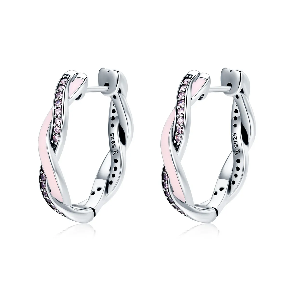 Pandora Style Silver Cute Rabbit Hoop Earrings - SCE297