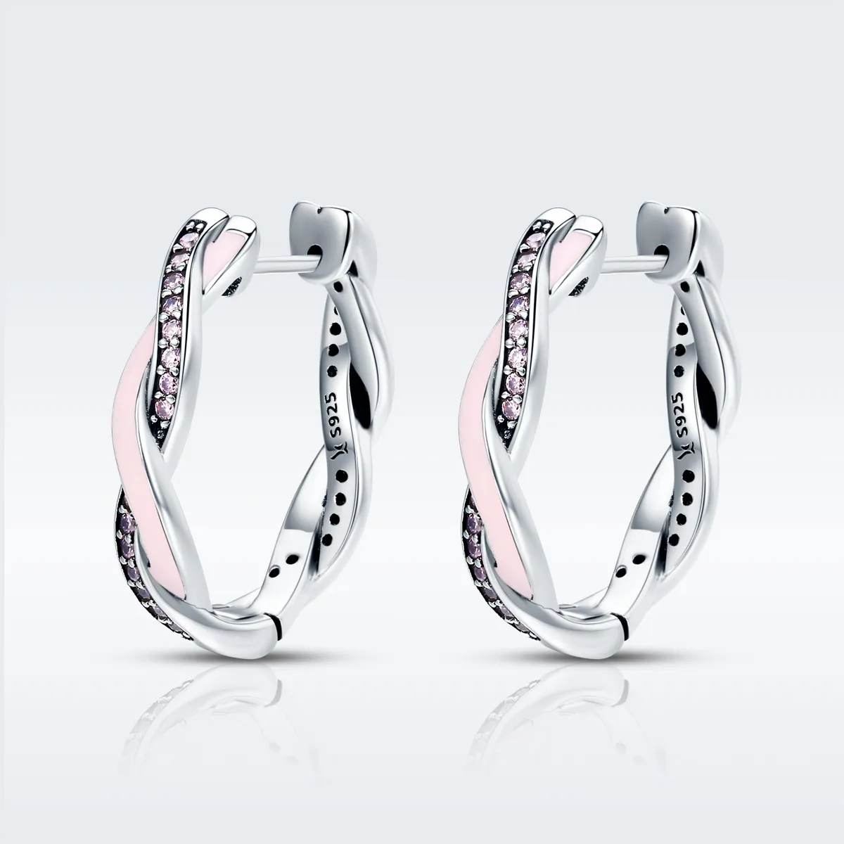 Pandora Style Silver Cute Rabbit Hoop Earrings - SCE297