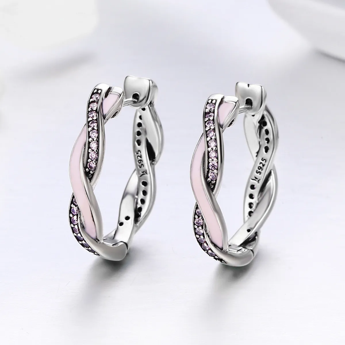 Pandora Style Silver Cute Rabbit Hoop Earrings - SCE297