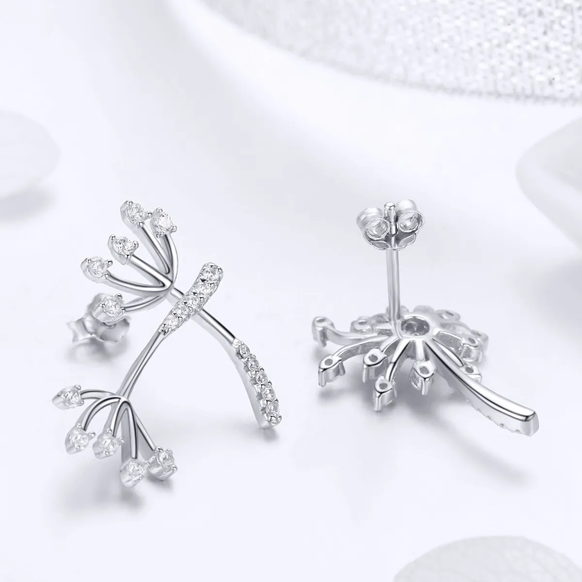 Pandora Style Silver Dandelion Love Stud Earrings - SCE506