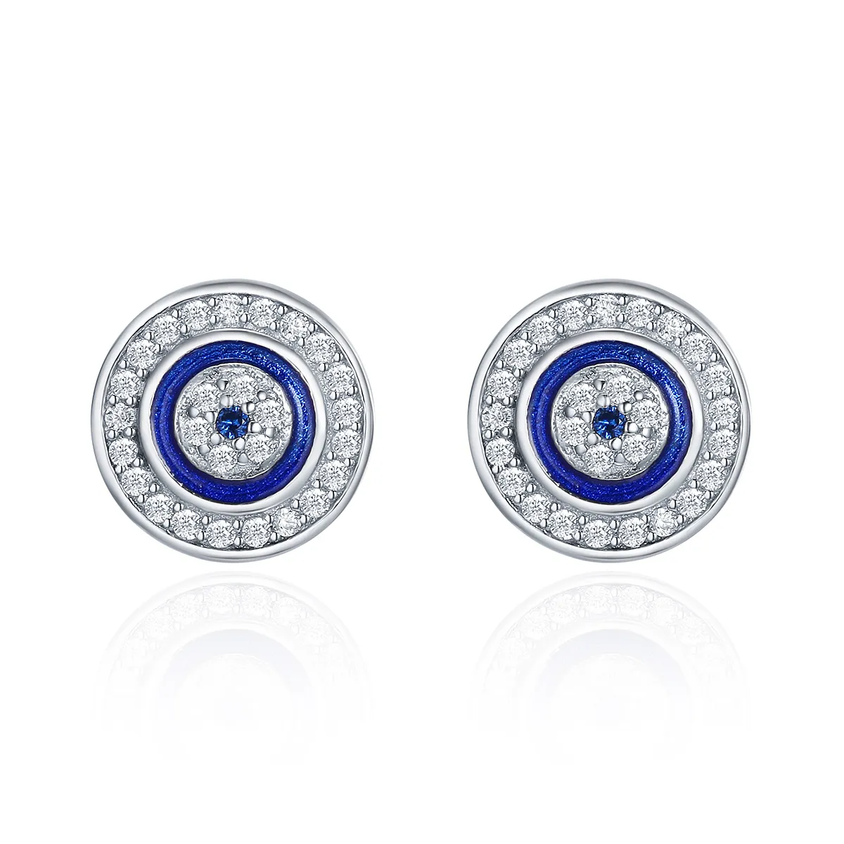 Pandora Style Silver Devil's Eye Stud Earrings - SCE148