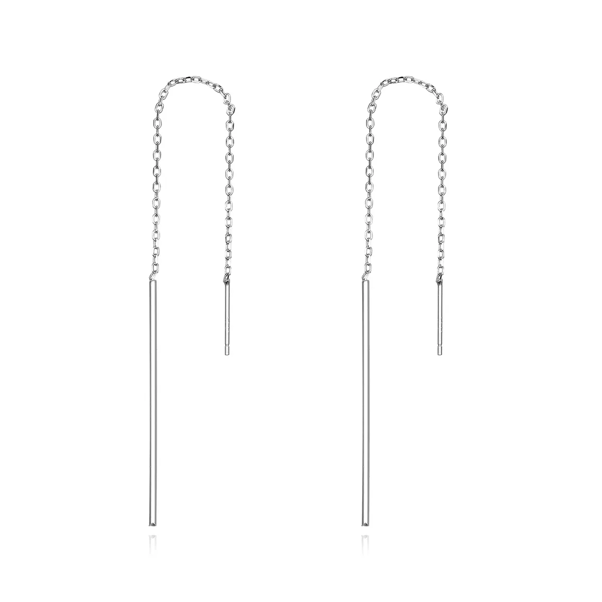 Pandora Style Silver Elegant Line Hanging Earrings - SCE490