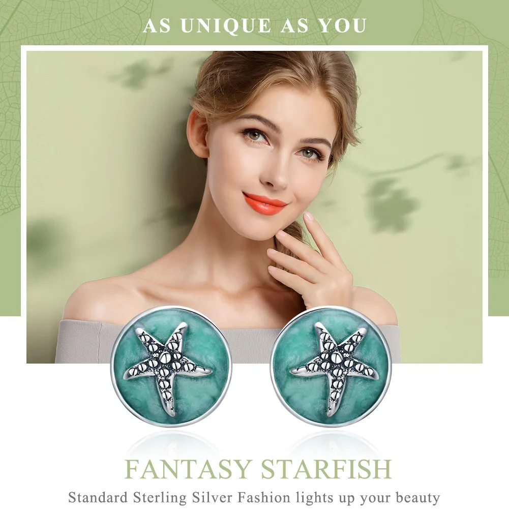 Pandora Style Silver Fantasy Starfish Stud Earrings - SCE205