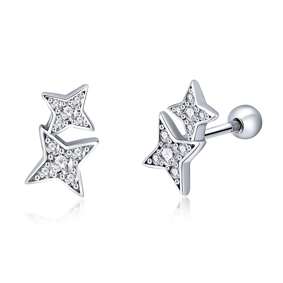 Pandora Style Silver Fascinating Starlight Stud Earrings - SCE432