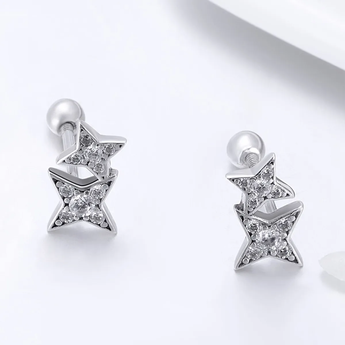 Pandora Style Silver Fascinating Starlight Stud Earrings - SCE432