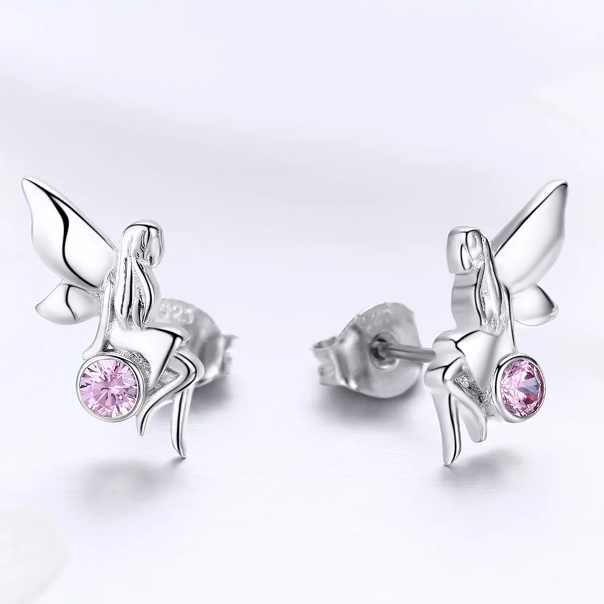 Pandora Style Silver Flower Fairy Stud Earrings - SCE395