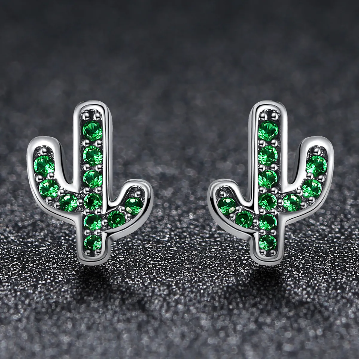 Pandora Style Silver Fresh Cactus Stud Earrings - SCE097