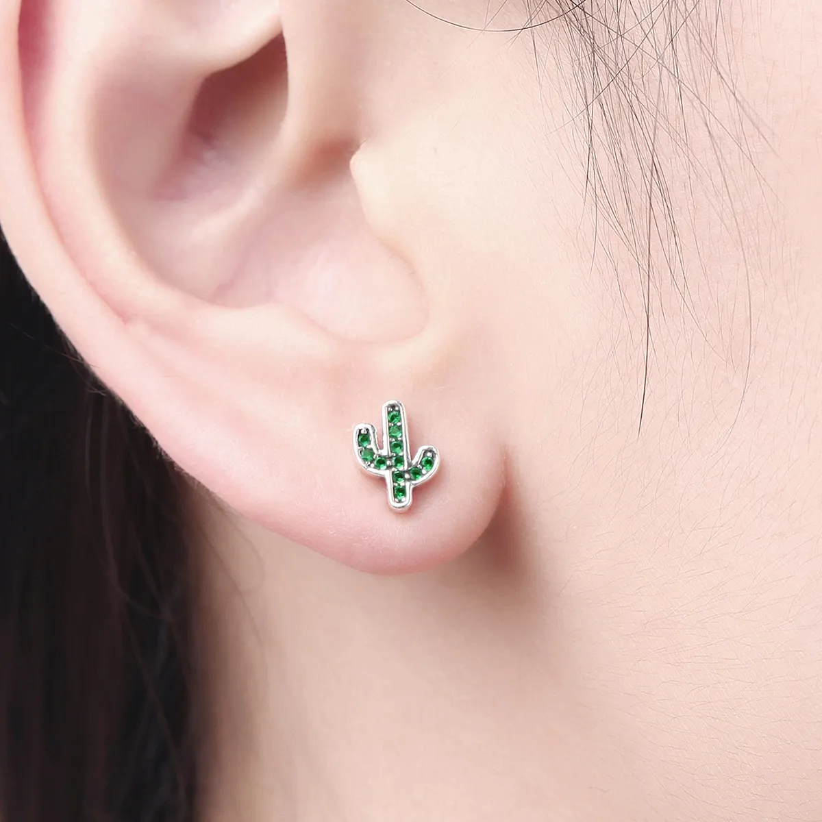 Pandora Style Silver Fresh Cactus Stud Earrings - SCE097